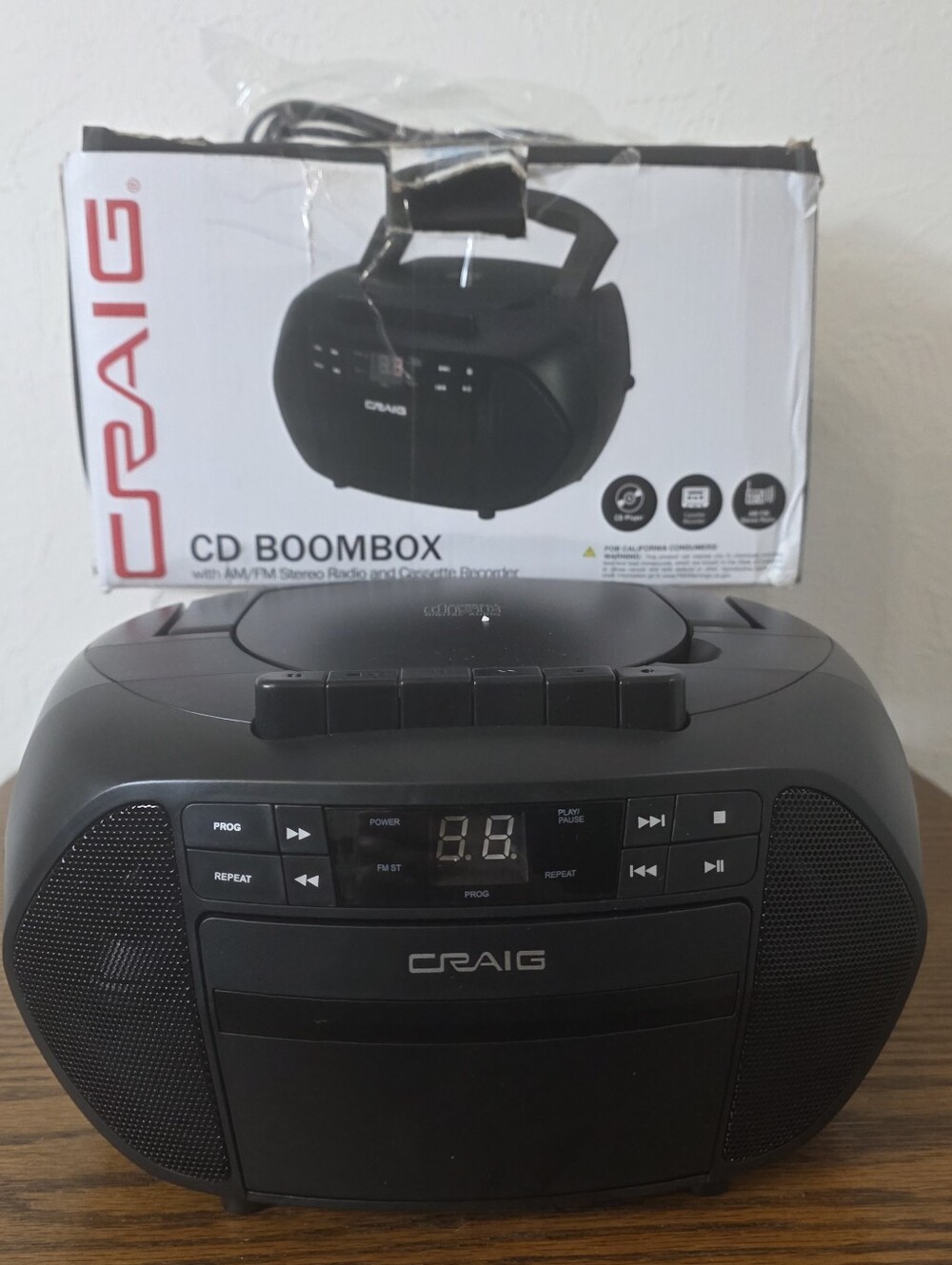 Craig Portable Top-Loading CD Boombox with AM/FM  Radio and Cassette CD6951